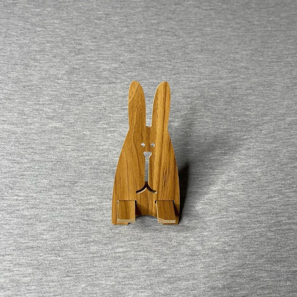 Wooden Rabbit Phone Holder Stand